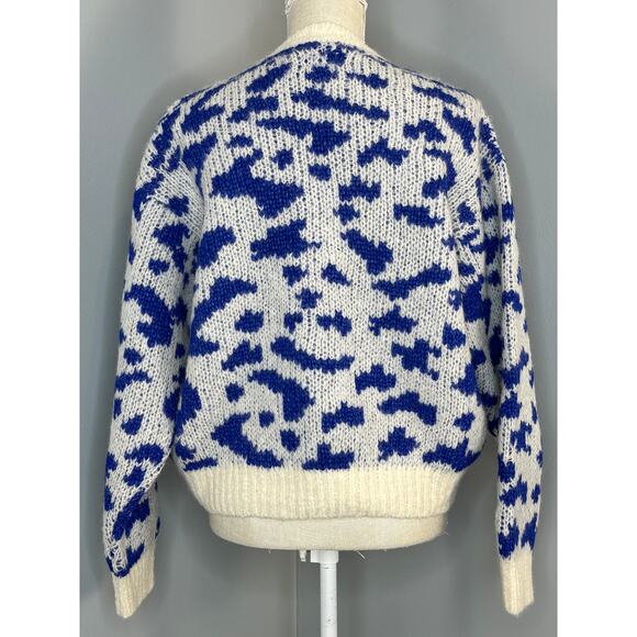 MOTHER The Crop Alpaca-Blend Animal Print Knit Sweater Large NWT - Picture 7 of 15